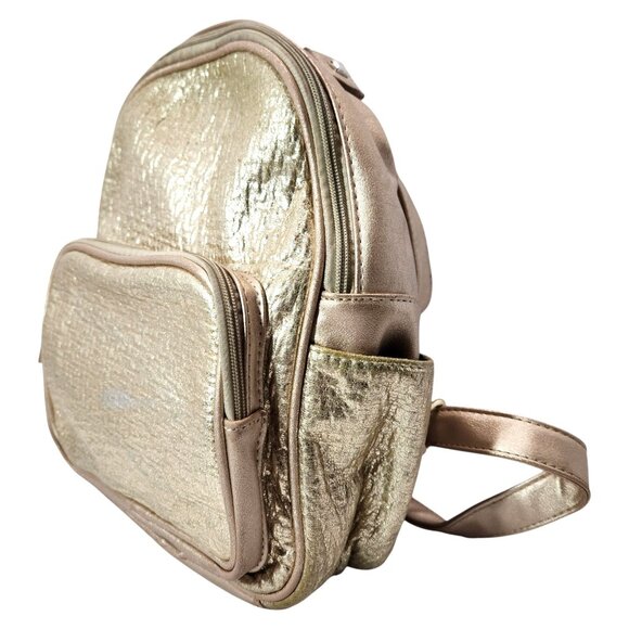 3AM Forever Gold Mini Bling Backpack 11.5" H x 10" W x 4" D - Picture 4 of 8